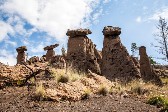 An Unusual And Amazing Formation Of Balancing Rocks Near Lake Billie Chinook In Central Oregon.