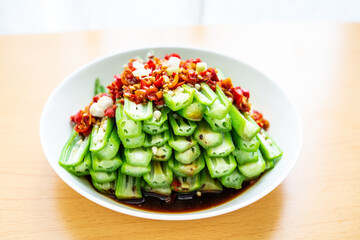 Chinese home cooking cold okra