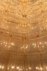 Wall of chandelier lights