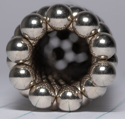 Shiny magnetic silver  ball orb light reflections