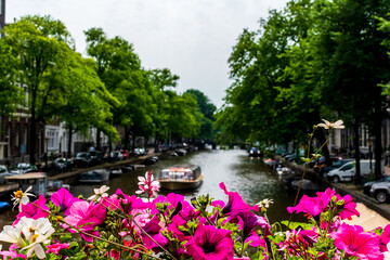 Fototapeta na wymiar Canal in Amsterdam, The Netherlands