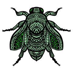 Flies zentangle isolated on white background. vector illustration