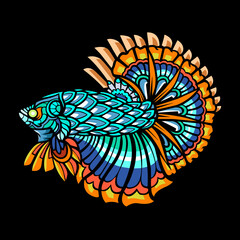Betta fish zentangle .vector illustration