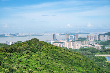 Guangzhou Nansha Huangshan Lu Forest Park overlooks the Pearl River Estuary coast