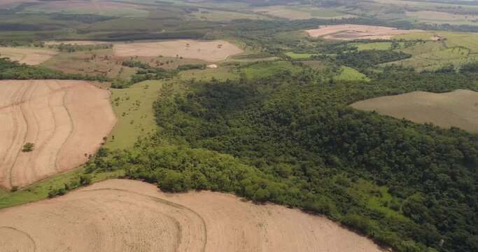 Agriculture - Beautiful aerial image soil preparation, preservation area, sustainable planting - Agribusiness