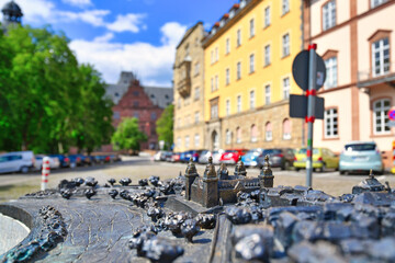 Aschaffenburg, Germany: Miniature touch examination model replica for blind people of historic city...