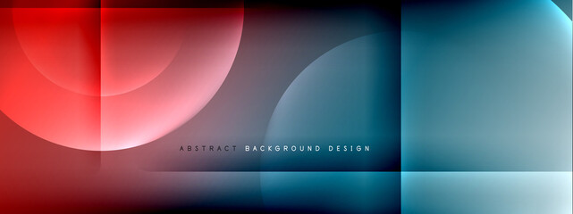 Vector abstract background - circle and cross on fluid gradient with shadows and light effects. Techno or business shiny design templates for text