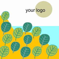 forest on hill near sea hand drawn vector