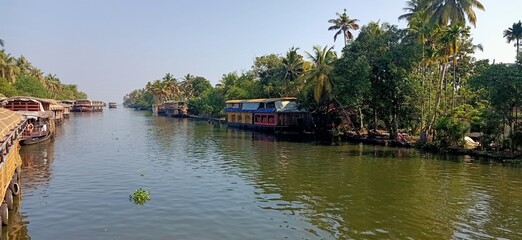 Fototapeta na wymiar Boat House at Kerala for tourist, 
