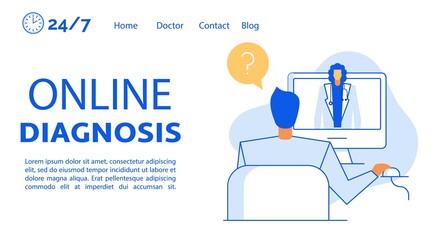 Online diagnosis assistance service landing page concept
