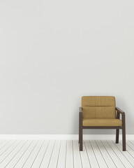 scandinavian interior of living room with yellow chair. -3d rendering