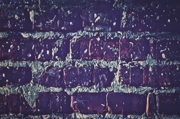 Abstract dark purple brick wall texture background pattern, Wall brick surface texture. Blurred background.  Home or office design backdrop decoration. Oil paints.
