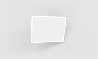 Realistic White Horizontal Tablet Computer Isolated on Light Background