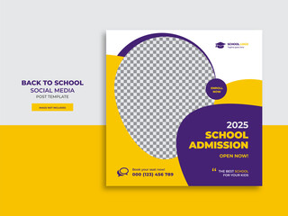 Back to school admission promotion social media post banner template design