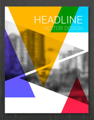 Flyers design template vector. Brochure report business magazine poster. Abstract  cover book portfolio presentation with  flat triangle composition. Vector illustration.