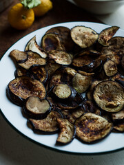 Traditional rustic food on plates and table