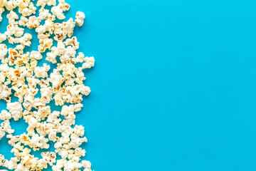 frame of popcorn from above copy space