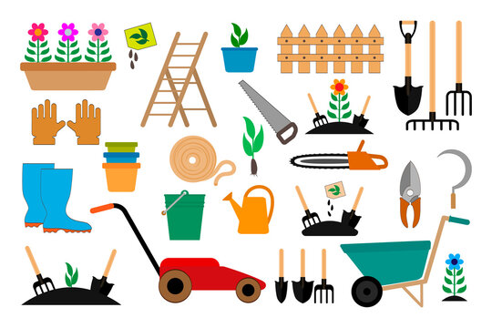 Gardening equipment icon isolated on white. Garden symbol. Vector stock illustration. EPS 10