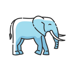 Elephant RGB color icon. Large land animal, exotic wildlife. African savanna, Indian fauna. Huge mammal with long trunk and tusks isolated vector illustration