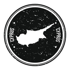Cyprus Map Symbol Round Design Stamp Travel and Business badge.
