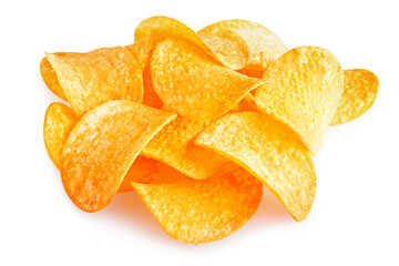 appetizing potato chips isolated on a white