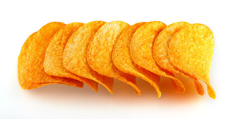 appetizing potato chips isolated on a white