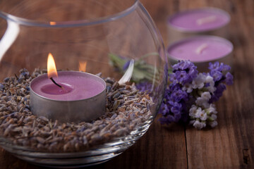 Fototapeta na wymiar Candle in a glass candlestick