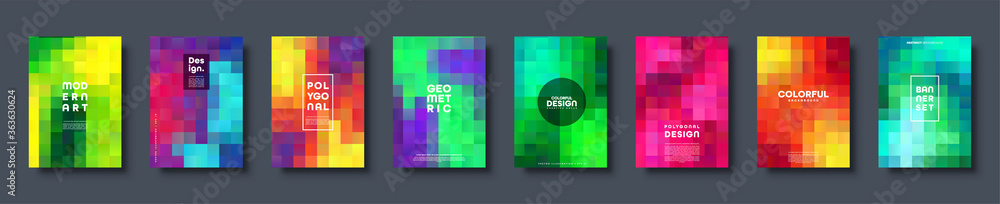 Wall mural polygonal abstract background with squares. colorful gradient design. low poly geometric rectangle s