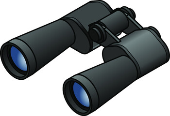 A pair of long-barrelled binoculars / field glasses.