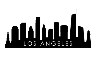 Los Angeles skyline silhouette. Black Los Angeles city design isolated on white background.