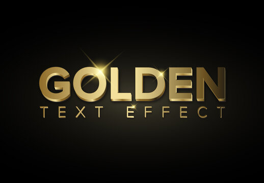Golden Metallic 3D Text Effect with Glitter