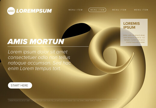 Golden Web Landing Page Layout Design