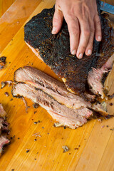 Beef Brisket barbecue Traditional Texas Smoke House . Rubbed with spiced & slow smoked in a classic...
