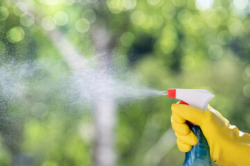 Concept of using cleaning products in cleaning.
