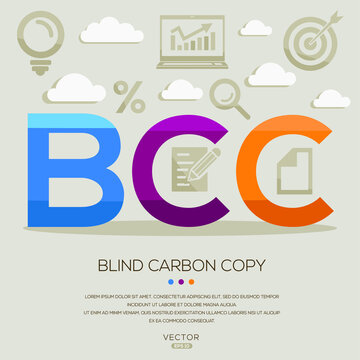 bcc  mean (blind carbon copy) ,letters and icons,Vector illustration.