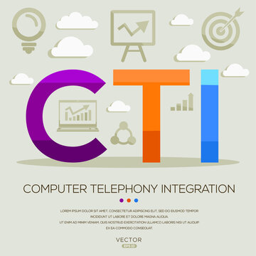 CTI mean (computer telephony integration) ,letters and icons,Vector illustration.