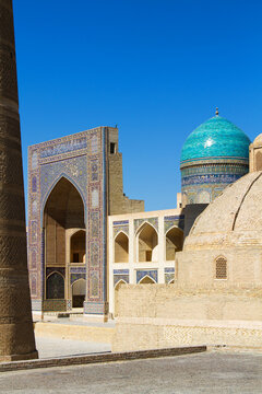 BUKHARA, UZBEKISTAN - AUGUST 13, 2015: Po-i Kalan (kalyan) architectural complex is the notable landmark and the best place to enjoy the medieval spirit of Bukhara, Uzbekistan, Central Asia