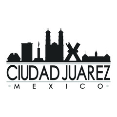 Fototapeta premium Ciudad Juarez Mexico America Skyline Silhouette Design City Vector Art Famous Buildings.
