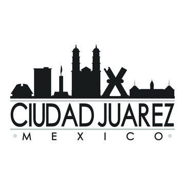 Ciudad Juarez Mexico America Skyline Silhouette Design City Vector Art Famous Buildings.