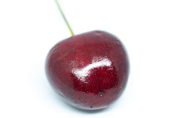 Macrophotography of cherry berry isolated on white background cutout