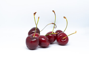 Macrophotography of cherry berries isolated on white background cutout