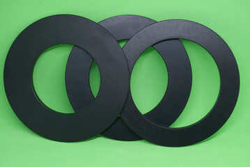 Rings diameter of lens on green background