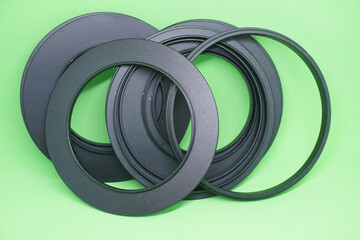 Rings diameter of lens on green background