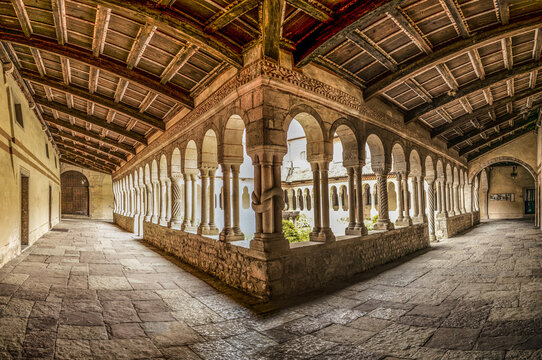 View on the cloister of the Cistercian abbey of Santa Maria di Follina, Treviso - Italy