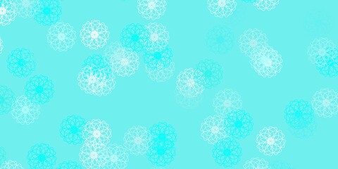 Light green vector doodle background with flowers.
