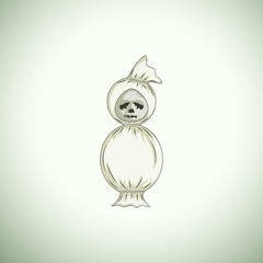 White Ghost Cartoon Character Happy Halloween