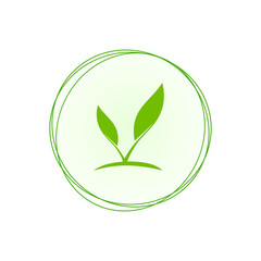 Vector illustration of young leaves.  Protection and restoration of nature eco concept on a light background.