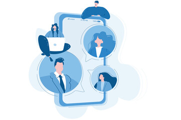 Communication via the Internet, Vector illustration for web banner, infographics, mobile. social networking, chat, video, messages.