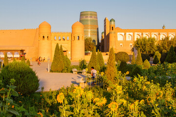 Western gate (Ata Darvoza) to ancient town of Itchan Kala. Khiva, Uzbekistan, Central Asia.