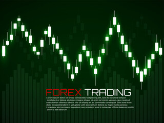 Fototapeta premium Stock market with glowing japanese candles. Forex trading graphic design concept. Abstract finance background. Vector illustration